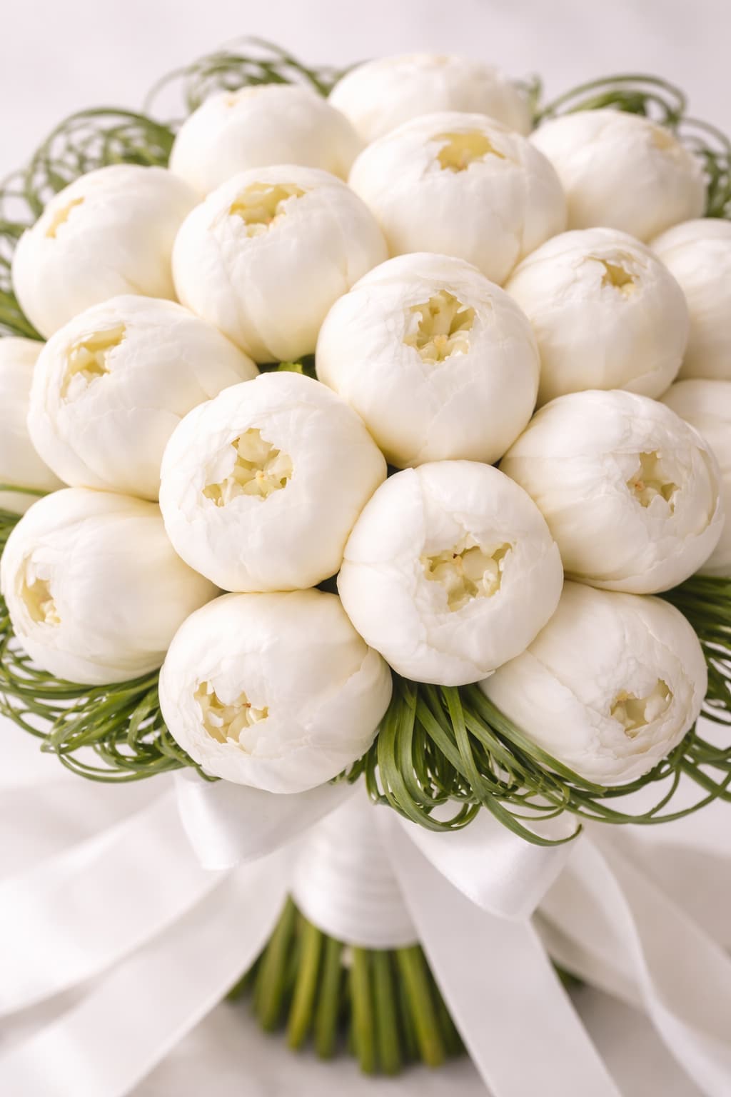 Saf İnciler Tomurcuk Beyaz Şakayık Gelin Buketi